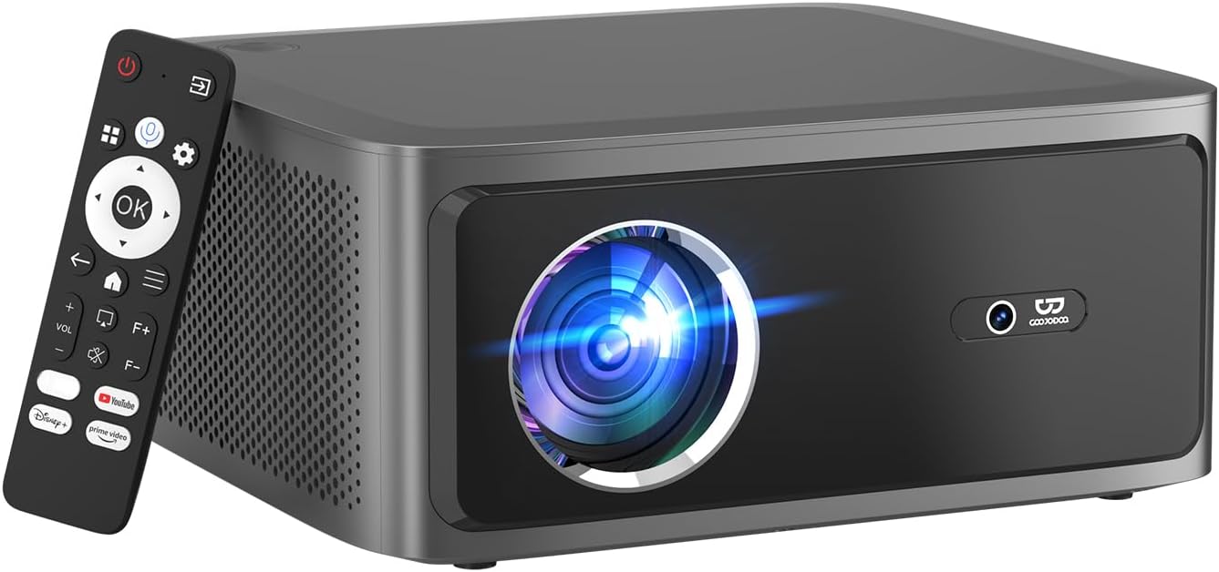 Projetor GOKOCO Full HD 1080P com Android TV 13, Wi-Fi 6 e Bluetooth 5.0
