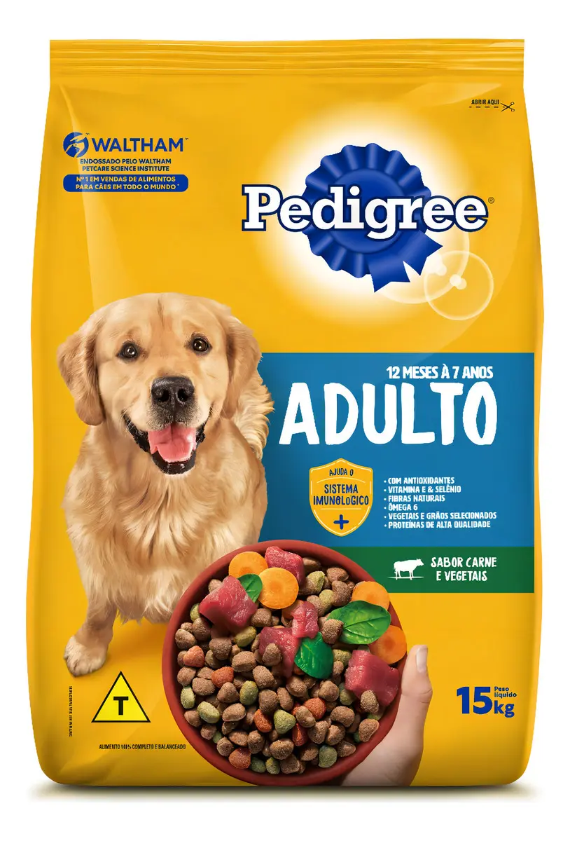 Ração Pedigree Vital Protection 15kg Carne e Vegetais para Cães Adultos Médios e Grandes