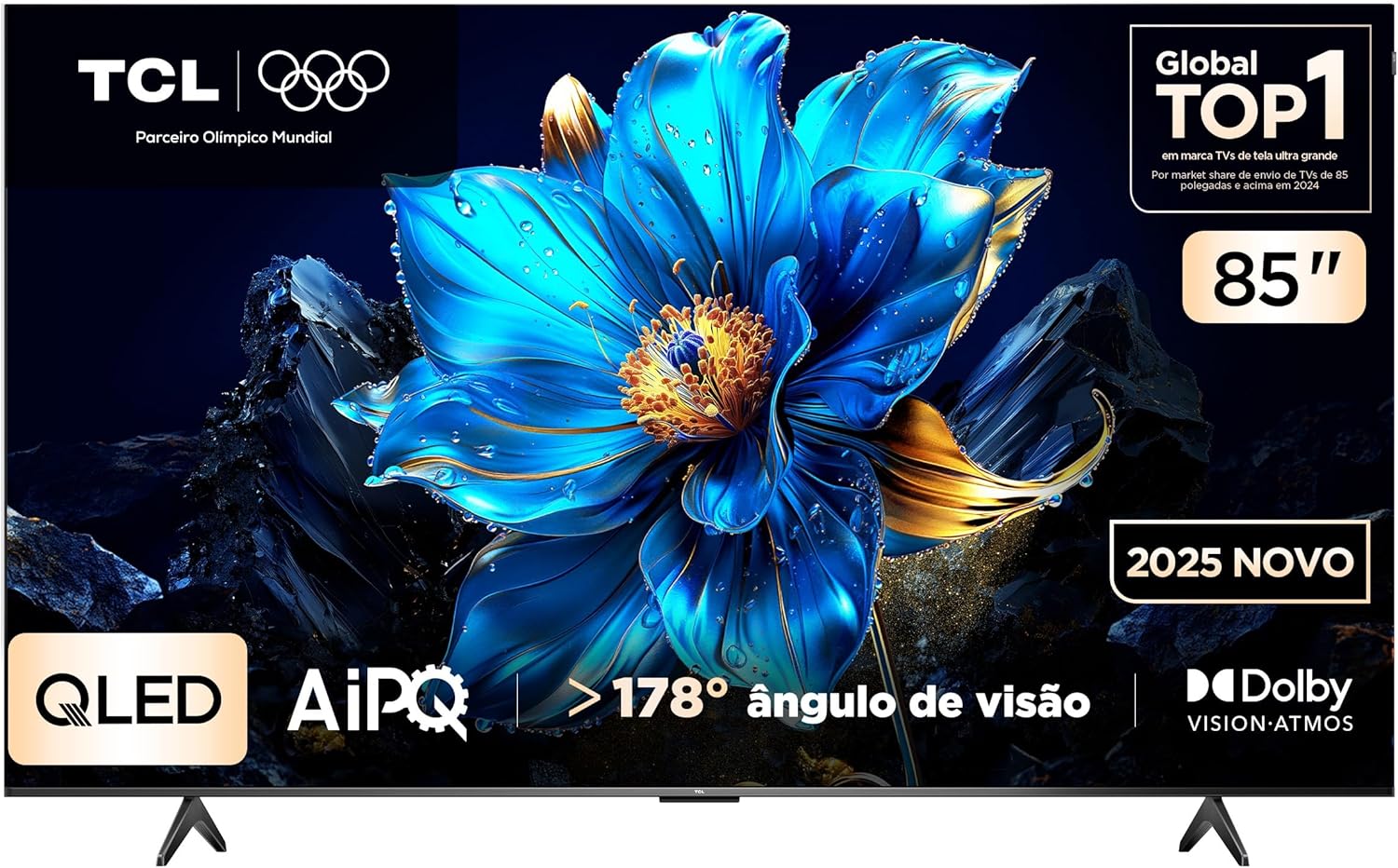 Smart TV TCL QLED 55" com Google Assistant, 3 HDMI, USB e Bluetooth