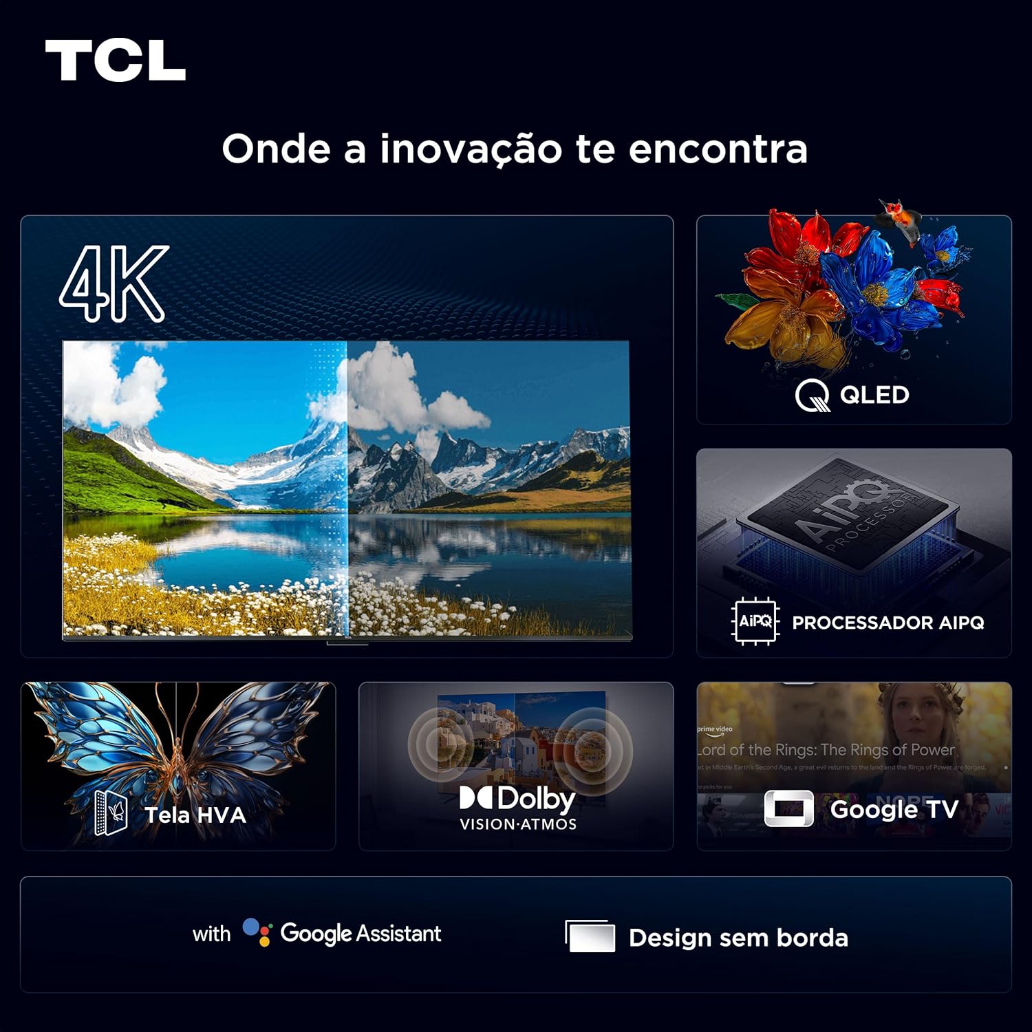 Smart TV TCL QLED 55" com Google Assistant, 3 HDMI, USB e Bluetooth — foto 4