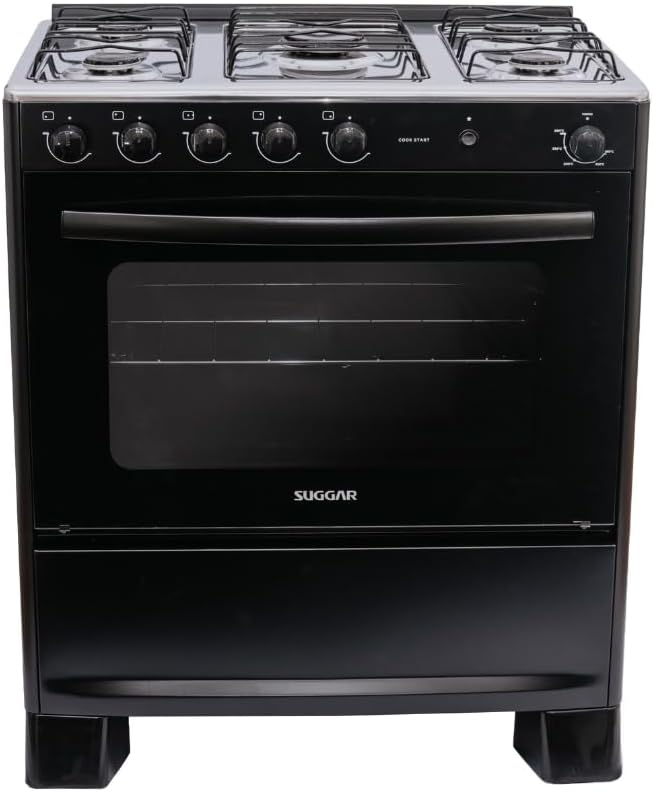 Fogão Suggar Cook Start Preto Mesa Inox 5 Bocas Acendimento Automático FGICS520PT